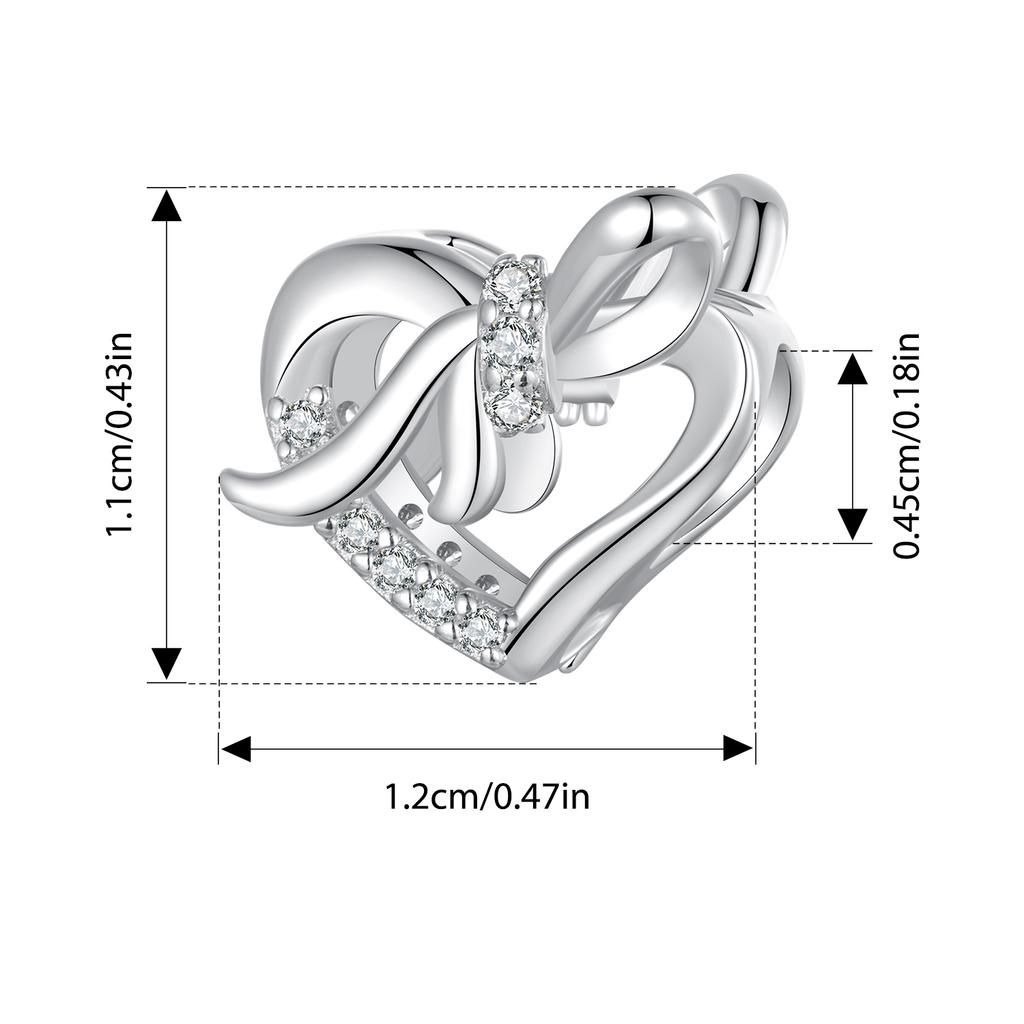 WOSTU 925 Silver Pink Heart Charms Lover Couple Wedding Pendant Opal Beads Fit for Bracelet DIY Valentine Gift