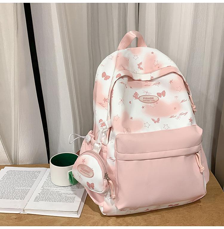 New schoolbag, high-aesthetic Japanese-style Instagram-worthy fresh sweet cute butterfly backpack, lightweight backpack for middle and high school
