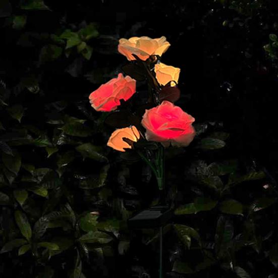 Garden Solar Rose Light Outdoor with Solar Faux Roses Lights Color Changing