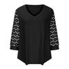 Women's Seven Quarter Sleeved V-Neck Color Lace Patchwork Casual Top Casual Top