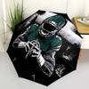 1pc Rugby Green Automatic Folding Umbrella - Compact 8-Rib Design, Durable Plastic & Iron, Lightweight for Outdoor Daily Use078