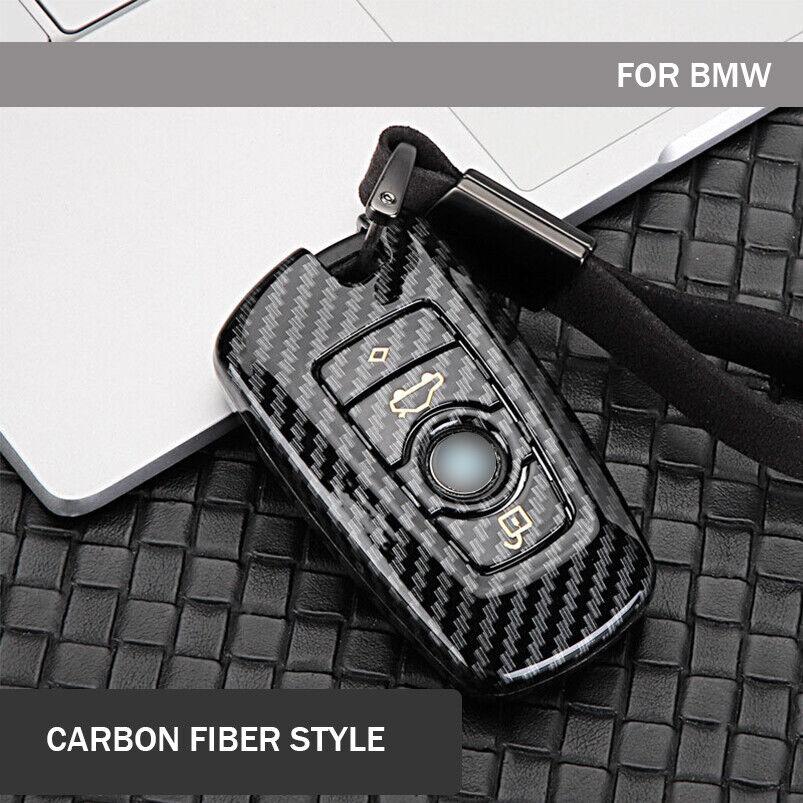 

Gloss Carbon Fiber Style Car Key Fob Case Cover For BMW 1 2 3 4 5 6 7Series X3 X4 F10 F20 F22 F30 F32