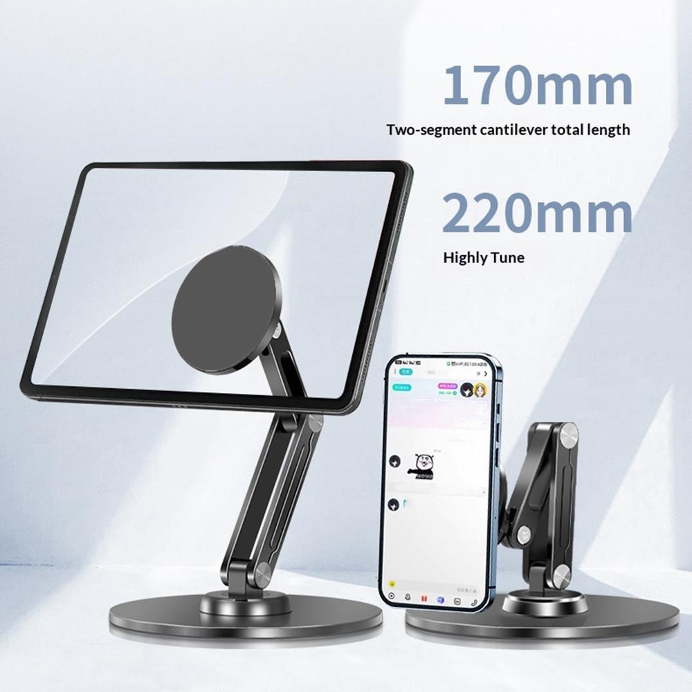 Foldable Magnetic Tablet Stand 360 Degree Rotating Metal Desktop Holder Bracket for iPad