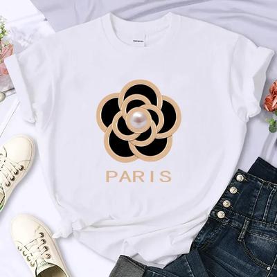 Luxury Brand Flower Women's High-quality Summer Printed T-shirt Casual Oversized Y2k Personalized Sleeve O-neck