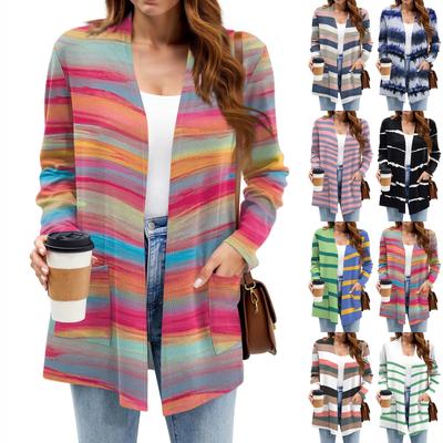 Damen Leichte Strickjacken Offen Vorne Langarm Lässig Locker Dünne Strickjacken Mit Taschen