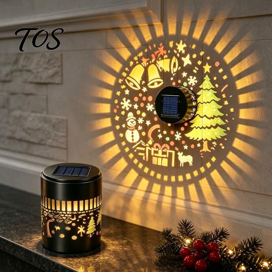 Festive Projection Lighting for Holidays Solar Christmas Light, Waterproof Metal Wall & Fence Lantern, Warm White And Multi Decorative Lamps