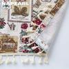 1PC NAPEARL Retro Botanical Pattern Oven Skirt, Tassel Edge Insulated Decoration Oven Door Curtain for Oven Cabinet Kitchen Home Decor