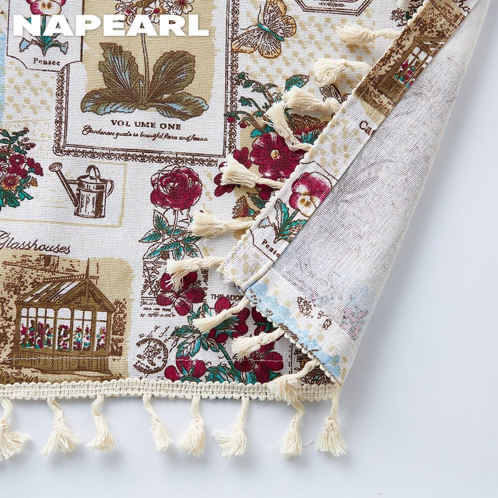 1PC NAPEARL Retro Botanical Pattern Oven Skirt, Tassel Edge Insulated Decoration Oven Door Curtain for Oven Cabinet Kitchen Home Decor