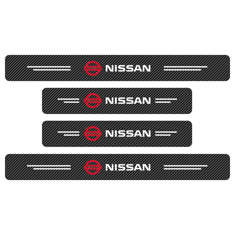 4Pcs/Set Car Scuff Plate Carbon Fiber Sticker Door Threshold Protector For Nissan Nismo Tiida Sylphy Teana Almera Qashqai J10 J11
