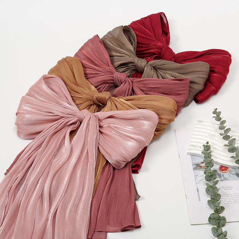 Einfache Glitzernde Seidengefühl Satin Schals Schal Glitzer Schimmer Wickeltuch Strand Überwurf Stola Bufandas Muslimischer Hijab 180*70cm