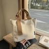 New Canvas Bag Korean Style Simple Retro Contrast Color Handbag Commuting Casual Large-capacity All-matching Cloth Trendy