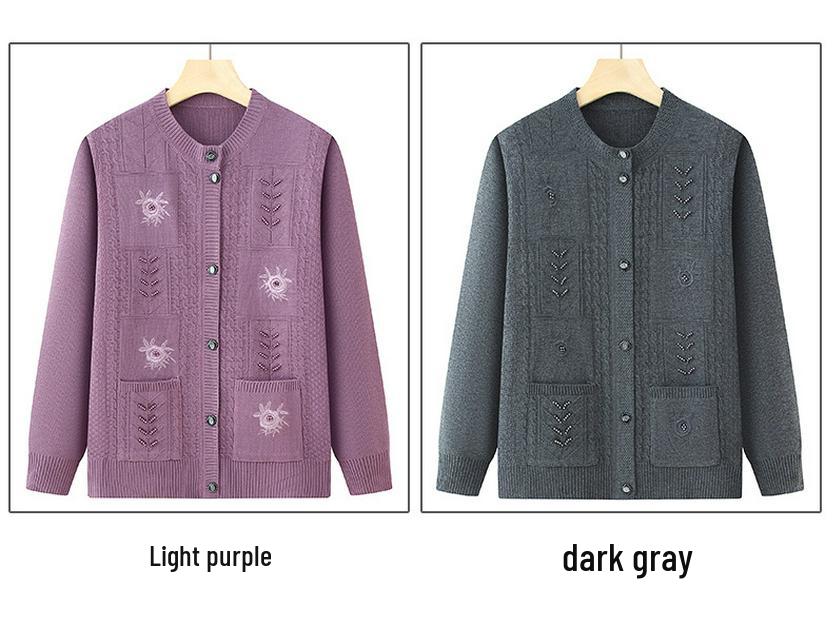 Women's Spring & Autumn Knit Cardigan for Middle-Aged & Elderly