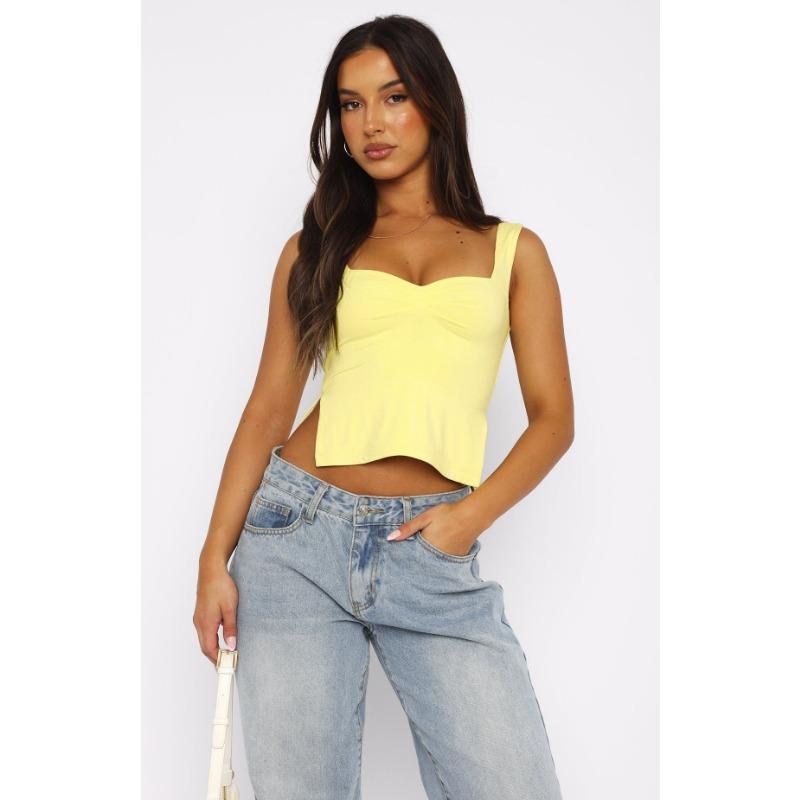 YYFS Dámská móda Ležérní Léto Jaro Jednobarevný potisk Halenky a košile bez rukávů