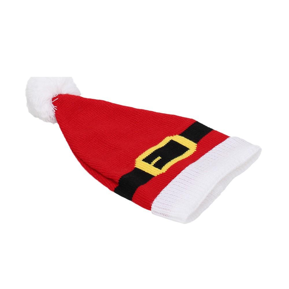 Unisex Weihnachts-Pompom-Strickmütze: Colorblock-Design für Herbst & Winter