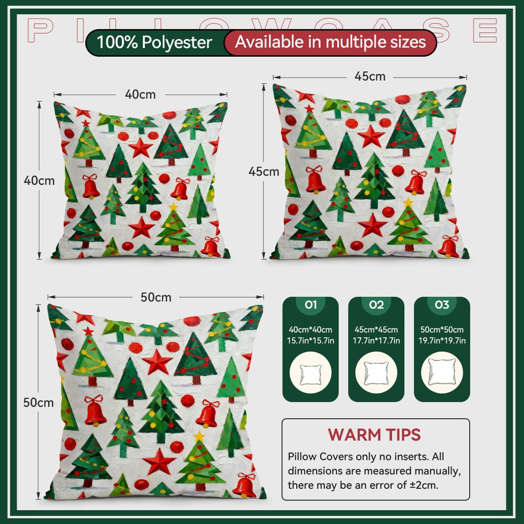 Cartoon Christmas Theme Pillowcase Printed Polyester 40/45/50Cm Throw Pillowcover Decorative Sofa Cushion Pillowslip Home Decor