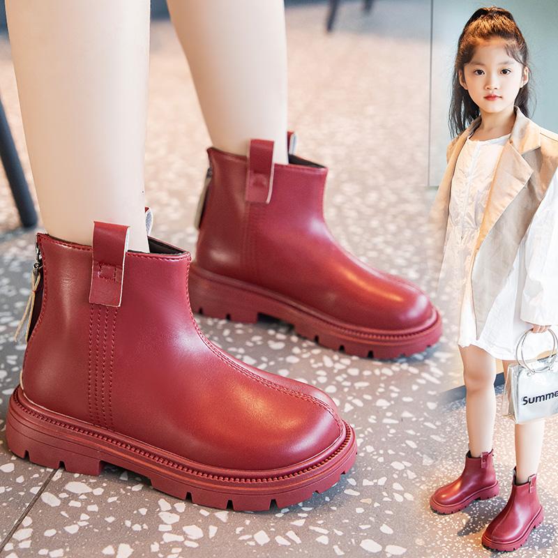 Girls Ankle Boots Kids Rubber Boots Unisex Fashion 2024 Autumn Winter Back Zipper Simple Classic Children Winter Shoes Anti-skid