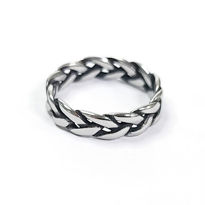 Glory_Arden [Unisex] Burnished Surgical Steel Twisted Ring / Gbsr-054