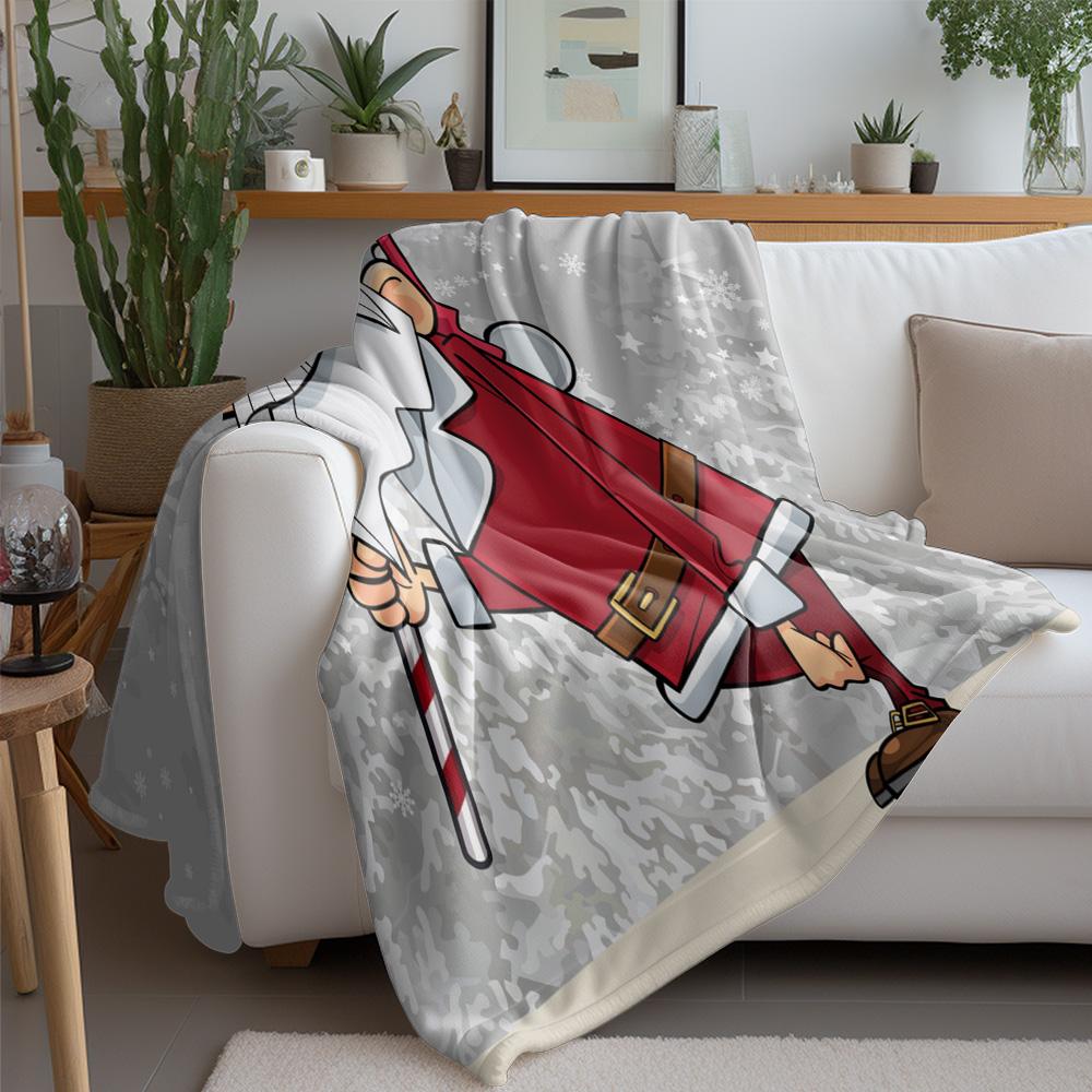 TU Santa Claus Throw Blanket Cozy Christmas Flannel Blanket Festive Holiday Decor Gift Reindeer Snowman Winter Warm Bedspread Ho