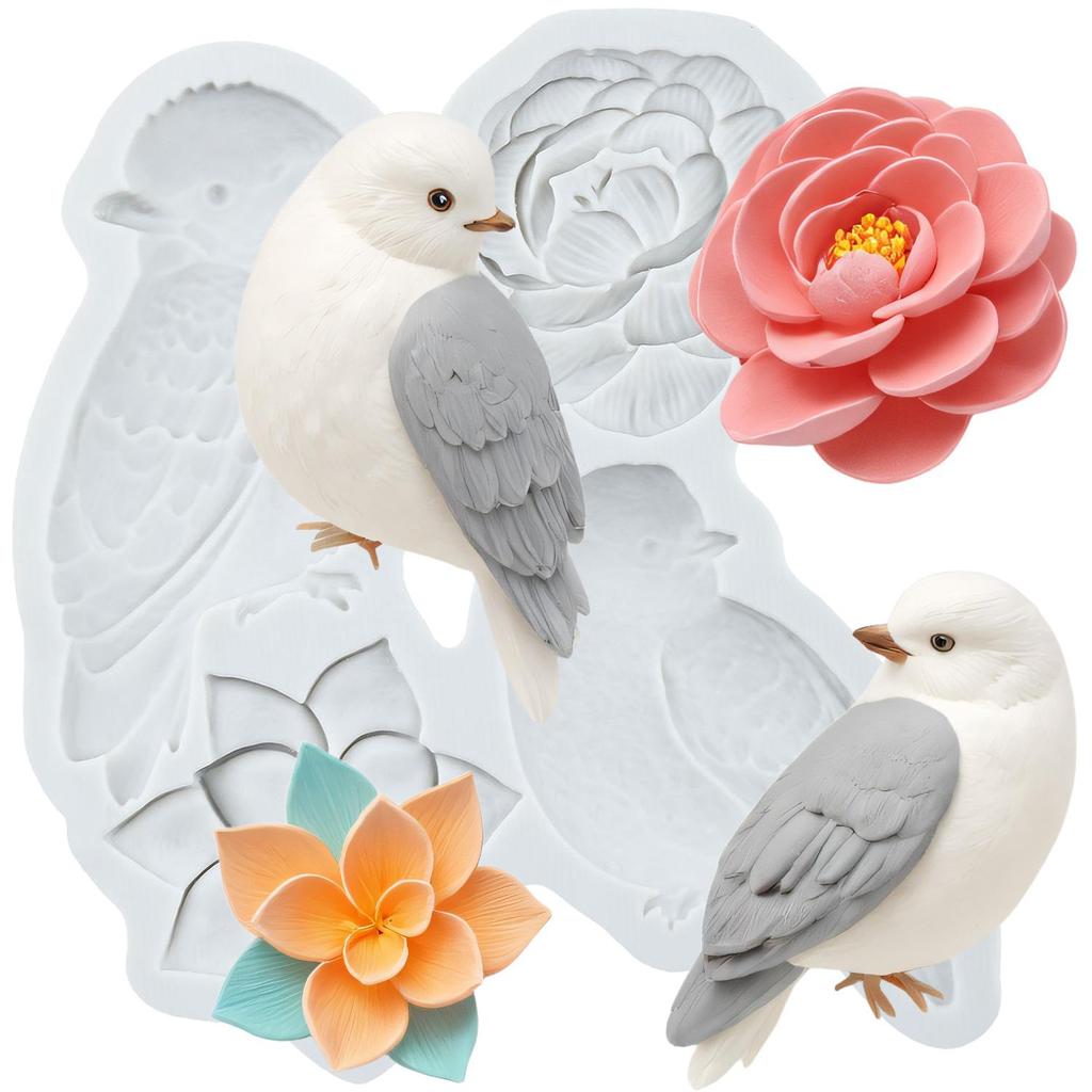 Bird Silicone Molds Flower Fondant Mold Cake Decorating Tools Cupcake Topper Candy Chocolate Gumpaste Mold