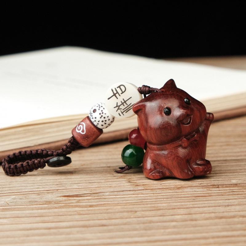 Rosewood Zodiac Animal Charm: Cute Pendant for Phone, Bag, or USB Flash Drive