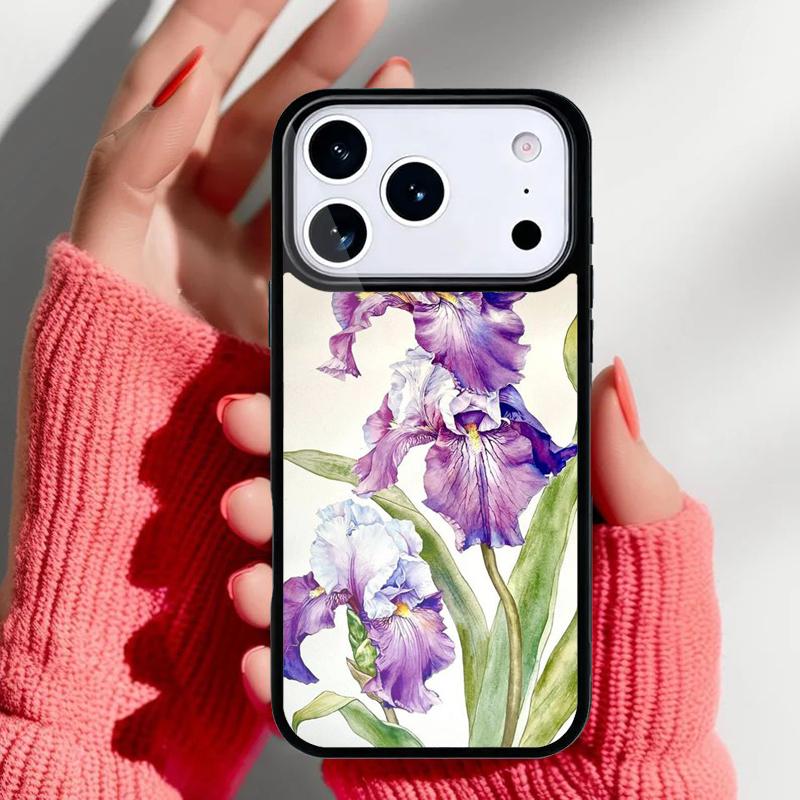 Blue Iris Flower Phone Case for iPhone 17 16 15 14 13 Pro Max Back Cover for 12 11 Pro Coque