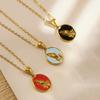 Europe America Style Retro Oil-Drop Prayer-Hands Womens Personalized Polished Electroplated Stainless Steel Pendant Necklace for