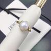 Natural freshwater pearl ring with adjustable opening, simple commuting flower bud pearl jewelry, women's accessories