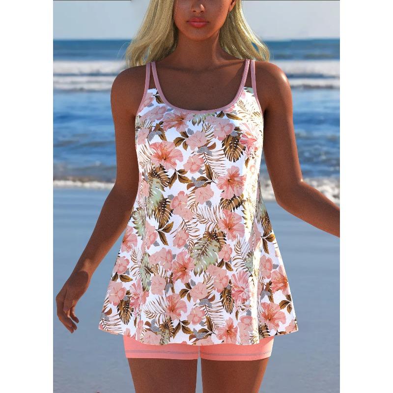 New Tankini Women's Swimsuit Swimsuit Y2 High Elastic Breathable Thin Removable Chest Pad