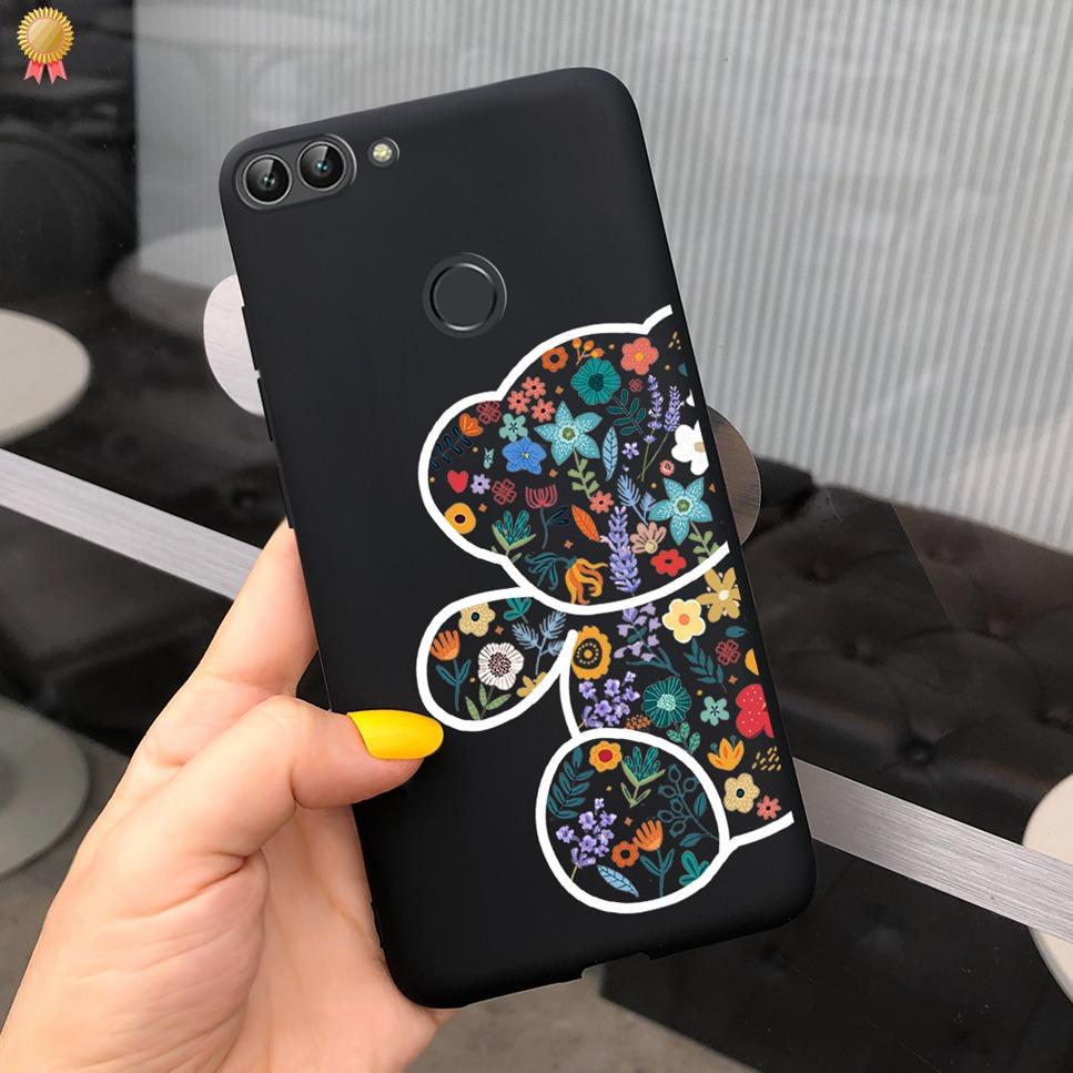 Für Huawei P Smart Hülle Niedliche Blume Schwarz Weiches TPU Silikon Bumper Hülle Für Huawei PSmart P Smart 2017 FIG-LX1 Handyhülle Funda