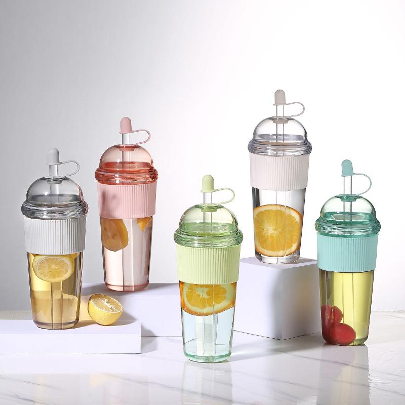 630ML Large Capacity Household Juice Cup Straw Milk Cup Coffee Milk Tea Cup Ins Feng Shui Cup Office Worker Juice Cup