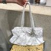 Korean Style Polka Dot Ruffle Shoulder Bag Women's Large Capacity Tote Bag Magnetic Buckle Design Lightweight Commuter Handbag