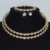Gold & Silver Rhinestone Jewelry Set: Choker, Bracelet, Stud Earrings, & Necklace