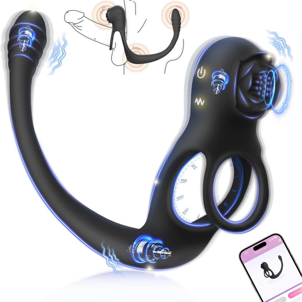 App Controlled Cock Ring & Anal Stimulator Set - 10 Speed Vibration for Men, Clit & Prostate Massage, Couples Pleasure Toy