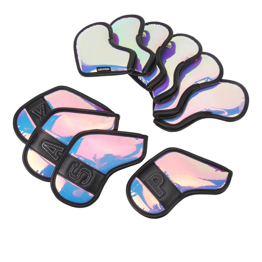 10 PCS Golf Club Head Covers PU Fabric Surface Stylish Impact Proof Scratch Proof Golf Iron Covers