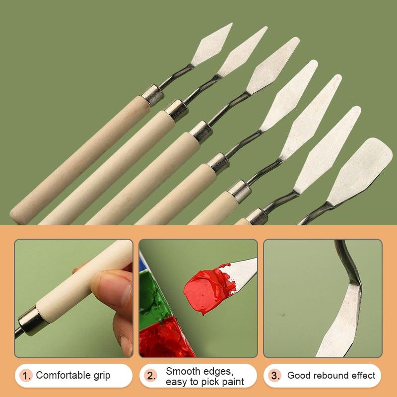 7 PC Stainless Steel Oil Painting Knife Art Crafts Water Knife Palette Knife Oil Painting Mixing Knife Scraper Art Tools LXY