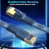 Cavo di Rete Internet Piatto CAT 8 40Gbps 2000MHz Rotondo RJ45 Intrecciato in Nylon Cavo LAN Patch Cord per Modem Router PC PS4/5/6 Xbox