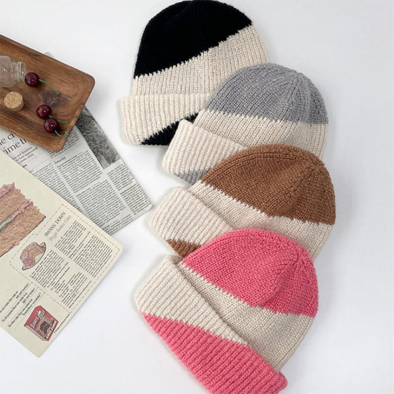 Women s Winter Warm Hat Green Pink Wool Beanie C6536_Pink