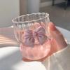 Handcrafted Glass Coffee Cups with Pink Bow Elegant Bowknot Design Drinking Mugs Reusable Water Glasses Aesthetic Coffee Mug