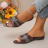 2025 New Women's Shoes Square Head Cross Flat Summer Sandals Simple Flip-flops Women Wear Slippers Beach Slippers