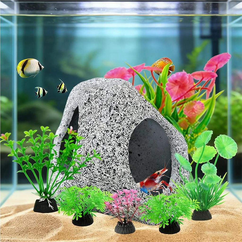 Aquarium Decorations Ceramic Artificial Plants Rock Ornament Fish Tank Plants For Aquatic Pets Betta Shrimp Guppy Freshwater