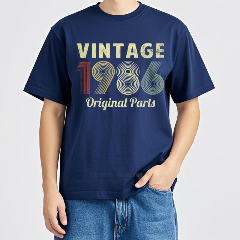 Cotton summer Teenagers t shirt Vintage 1986 Original Parts Short Sleeve Workout Oneck Top tees men cotton tshirt fashion tops