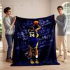 Basketball Player Shooting with Career Achievements Listed Artistically. for All Seasons Blanket Lunch Break Throw Gift