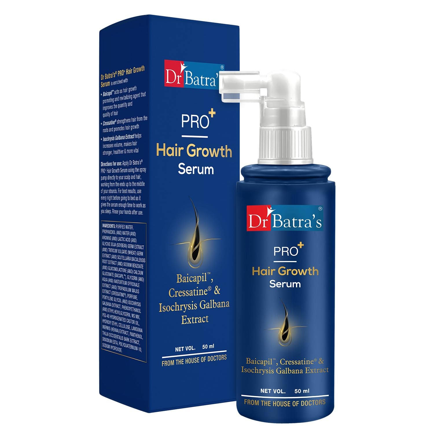 

Dr Batra s Pro+ Hair Growth Serum 50 gm Pack of 1 Natural Weightless Frizz Control Hair Care