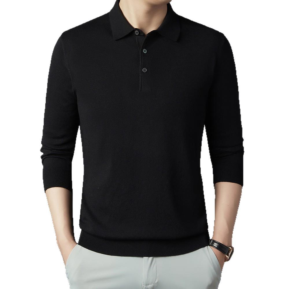 Men's Luxury Wool Sweater - Autumn/Winter Warm Casual Knit Shirt with Velvet Collar
