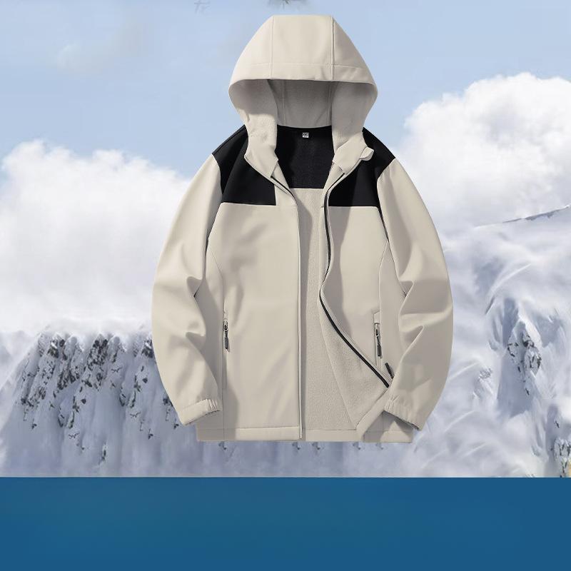 New Autumn and Winter Outdoor Soft Shell Jacket Fleece Thickened Windproof Waterproof Warm Jacket Sports Jacket Baseball Jacket