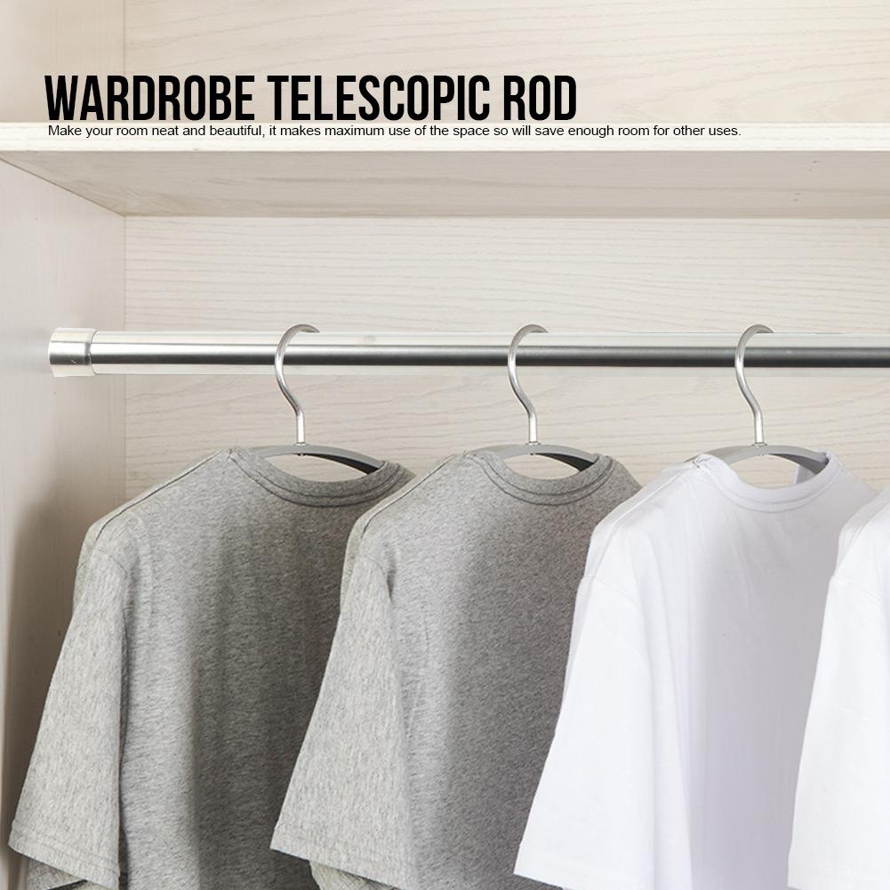 58-98cm Stainless Steel Extendable Telescopic Rod Rail Clothes Hanging Poles Clothing Organizer for