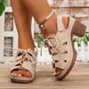 Women's Wide Width Roman Sandals, Single Strap Buckle Wedge Heels, European High Heel Slides for Women