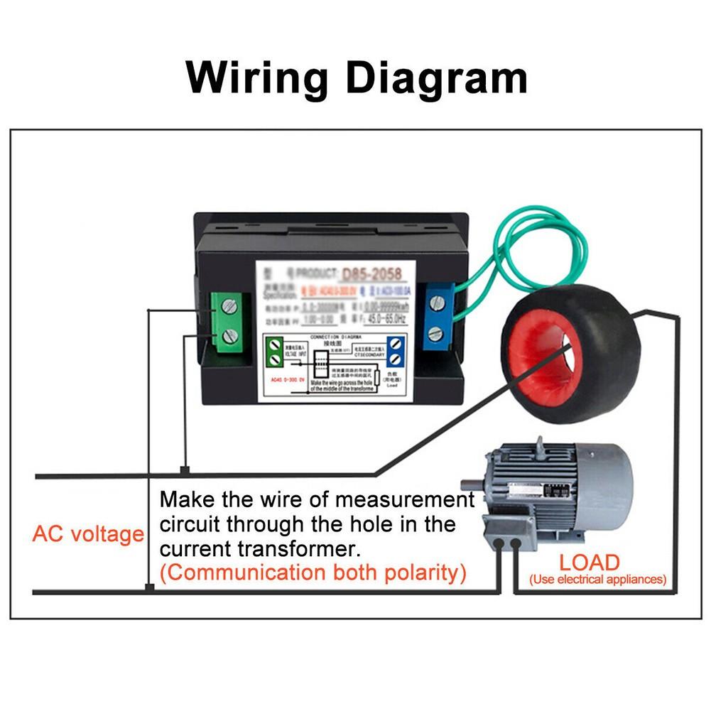 Digital LCD AC Panel Meter Voltage Amps Frequency Energy Power 40-300V 0-100A
