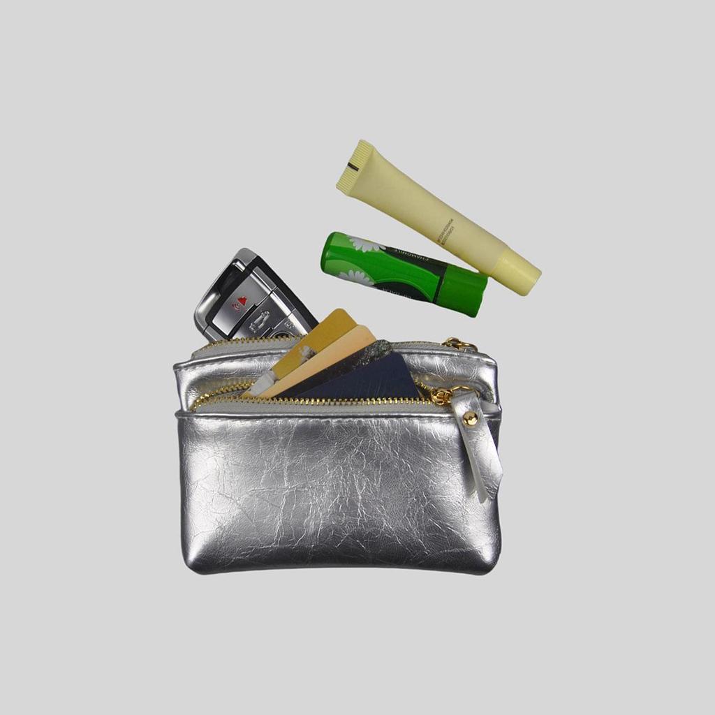 Women's Small Faux Leather Wallet - Crackle Pattern, Card & Key Holder Coin Purse