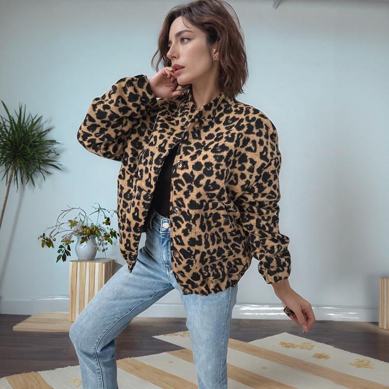 Women's Retro Leopard Print Jacket: American-European Casual Loose Fit